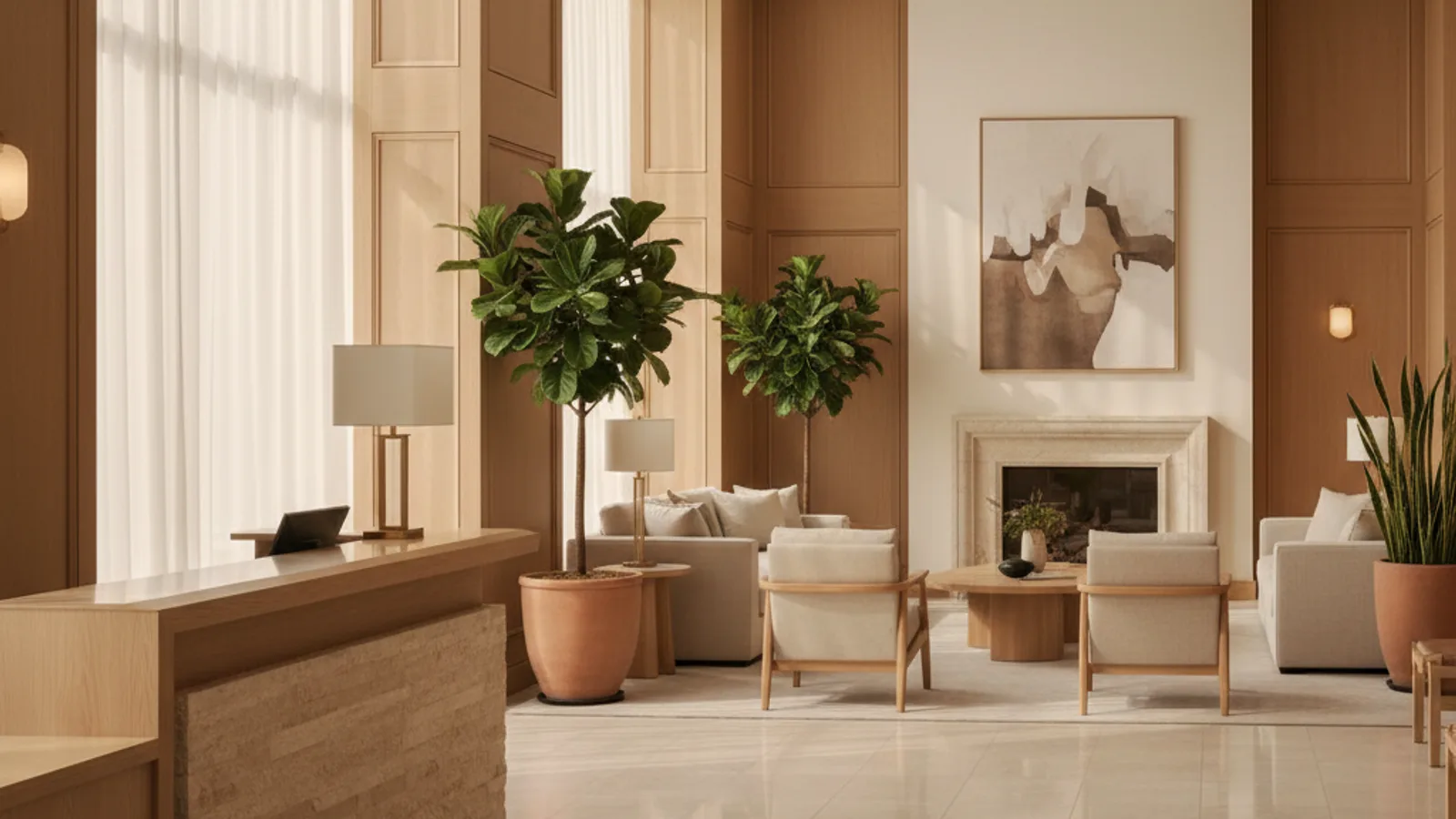 Lobby d'hôtel entretenu par Netteo à Québec